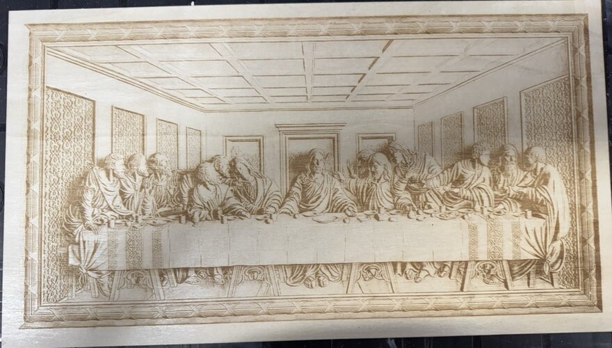 The Last Supper photo-engraved on birch
